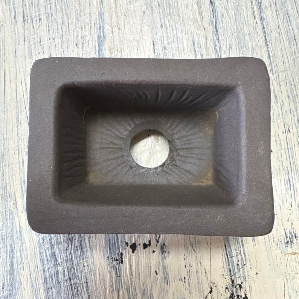Small Bonsai Pot Dark Brown Rectangular Japanese Art Miniature Tree Container