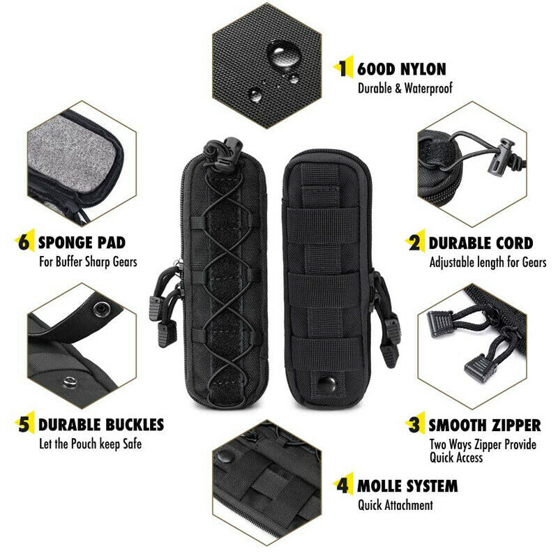 Tactical Knife Sheath Bag Molle Flashlight Holster Case Multi-Tool Nylon Pouch