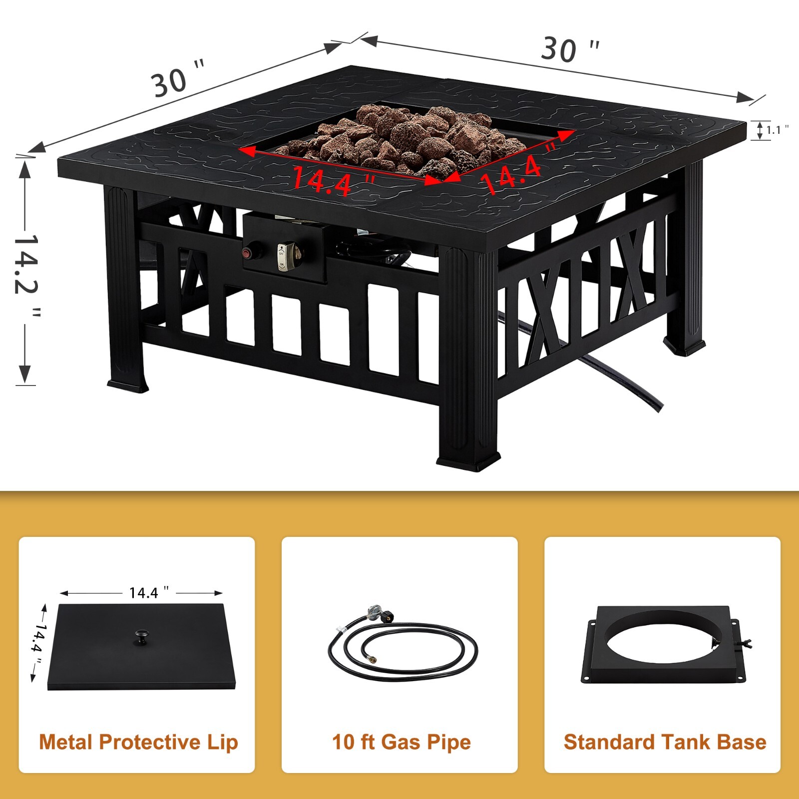 Propane Fire Pit Table 50.000 BTU Firepit Table for Outdoor Garden Patio Party