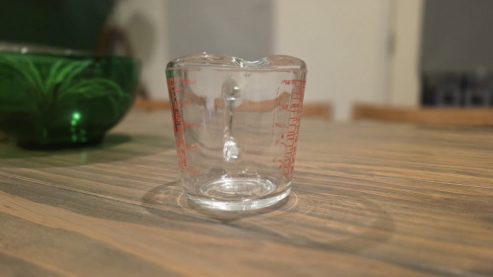 Vintage GLASBAKE 2 Cups Clear Red Lettering