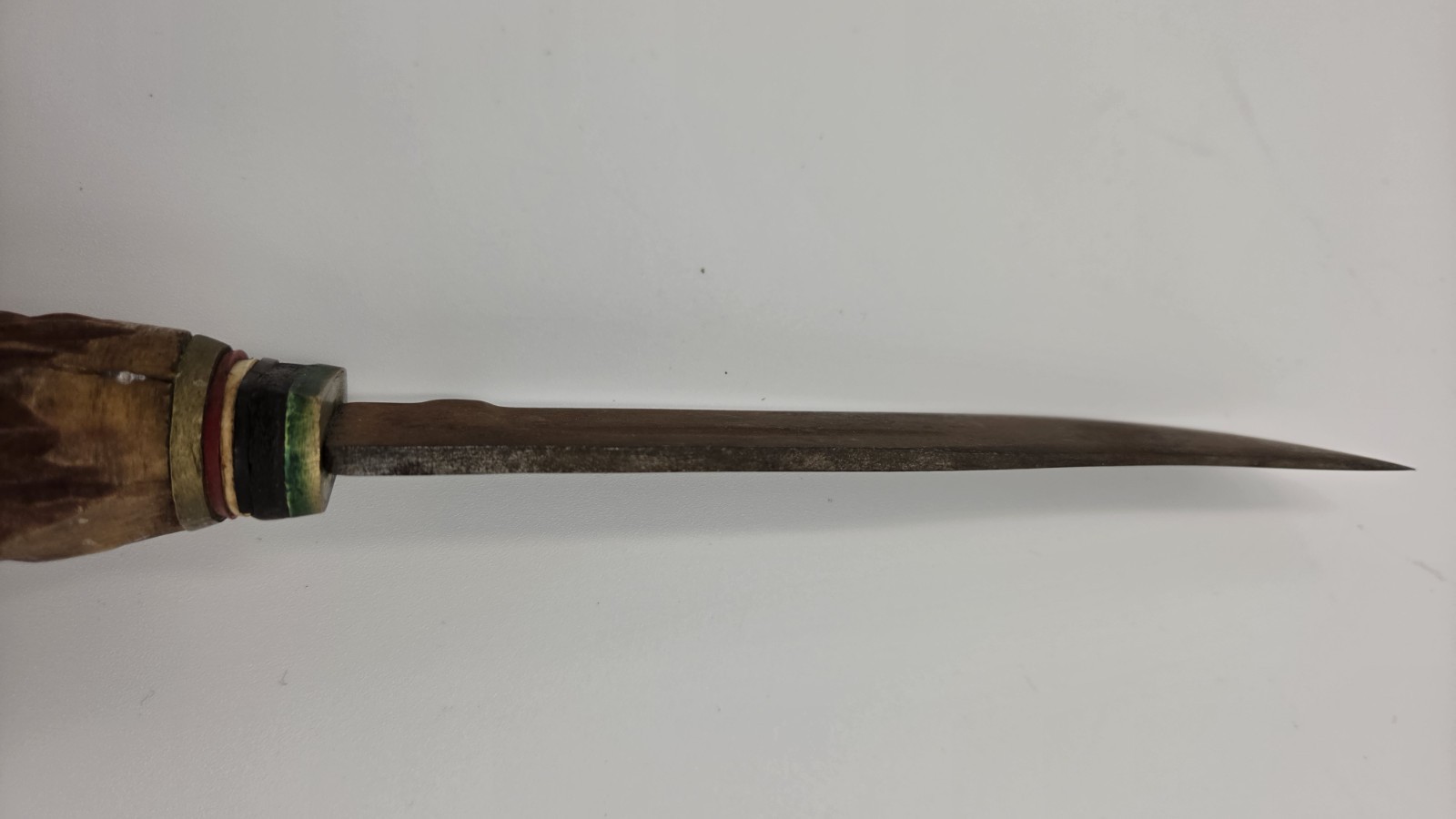 Vintage Stag Antler Handle Hunting Knife Native American Head Pommel Fixed Blade