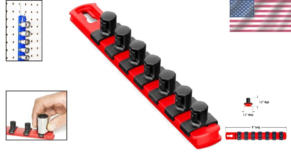 Adjustable 8-Inch Socket Organizer with 7 1/2-Inch Clips for Easy Tools Access