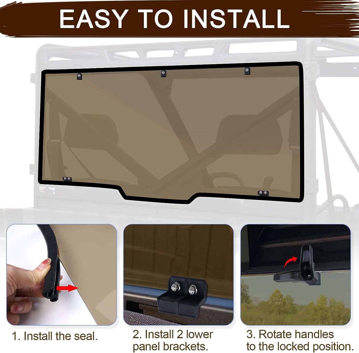 Tinted Rear Windshield for Polaris Ranger 1000/XP 1000/Cre 17-23/ Full Size 570