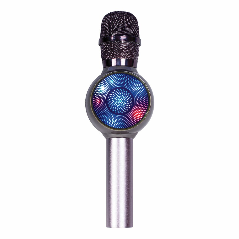 Portable Bluetooth Laser LED Karaoke Microphone Silver