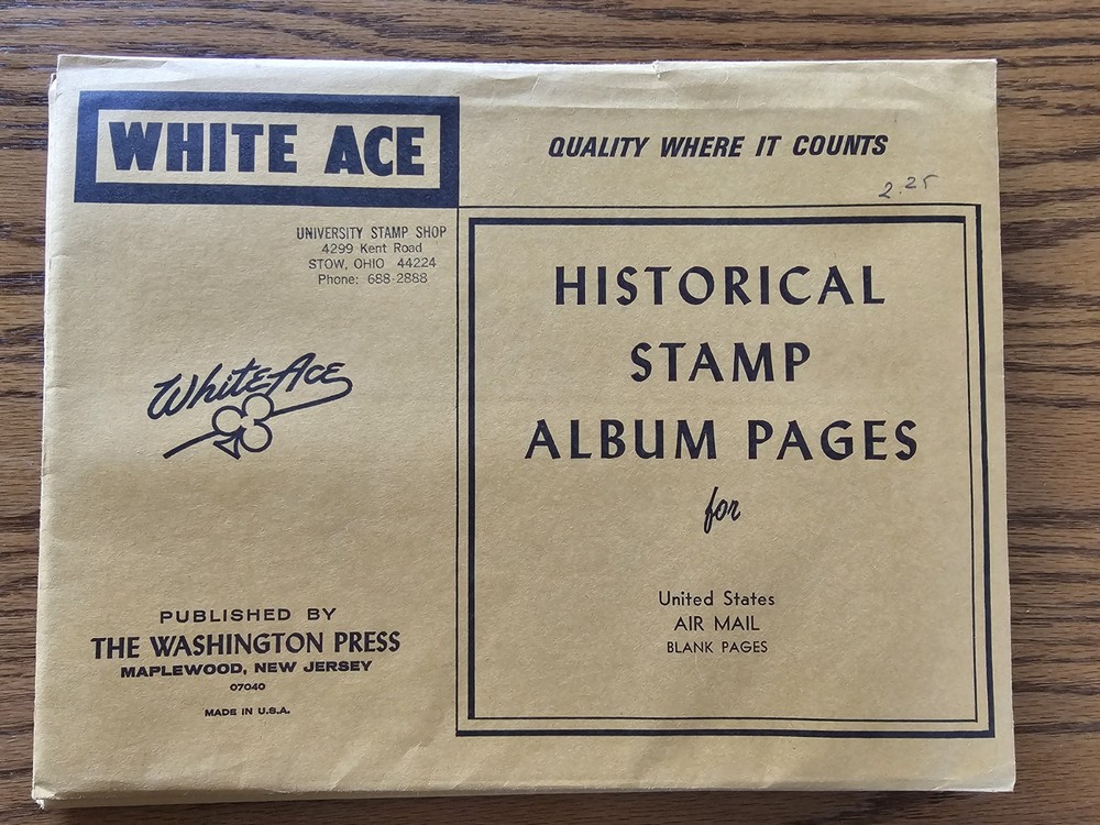 White Ace Stamp Supplement U.S. Airmail Blank Pages NOS