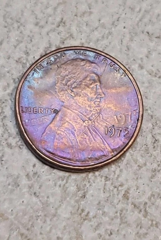 1975 Penny Double Die Error Misprint Rainbow