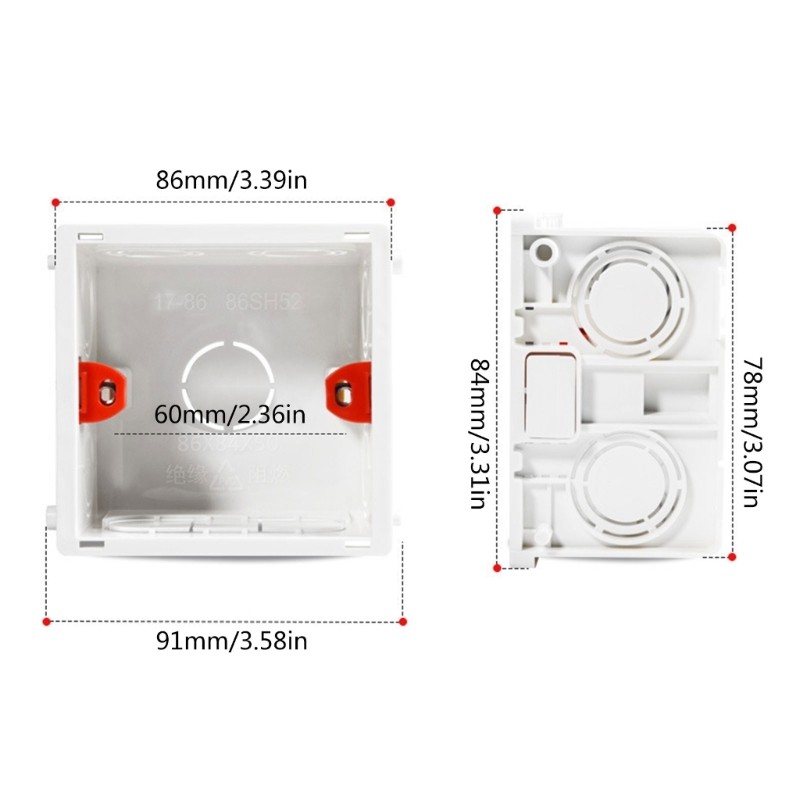 86-Type PVC Junction Box Wall Mount Cassette For Switch Socket Base