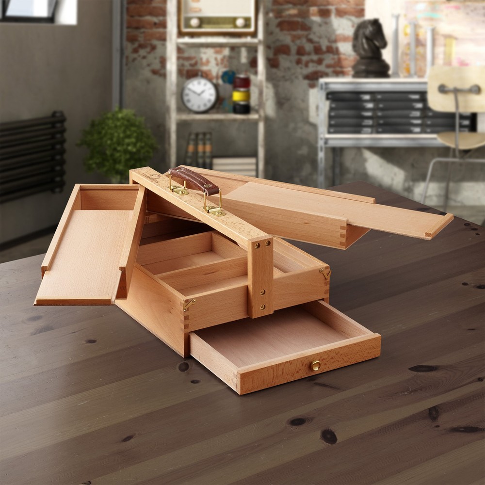 OPEN BOX - Large Multi-Function Wood Artist Tool & Brush Storage Organizer