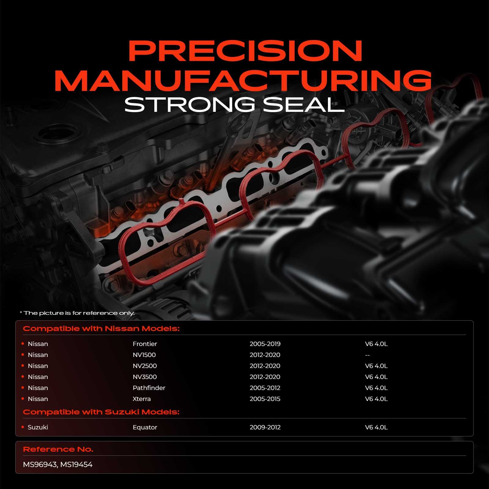 Upper Fuel Injection Plenum Gasket Set for Nissan Frontier 05-19 Pathfinder 4.0L