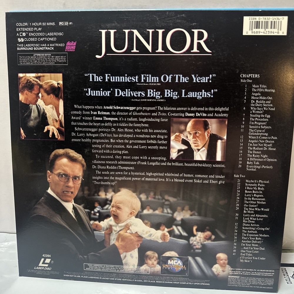 Junior starring Arnold Schwarzenegger & Danny Devito (1994) Laserdisc -