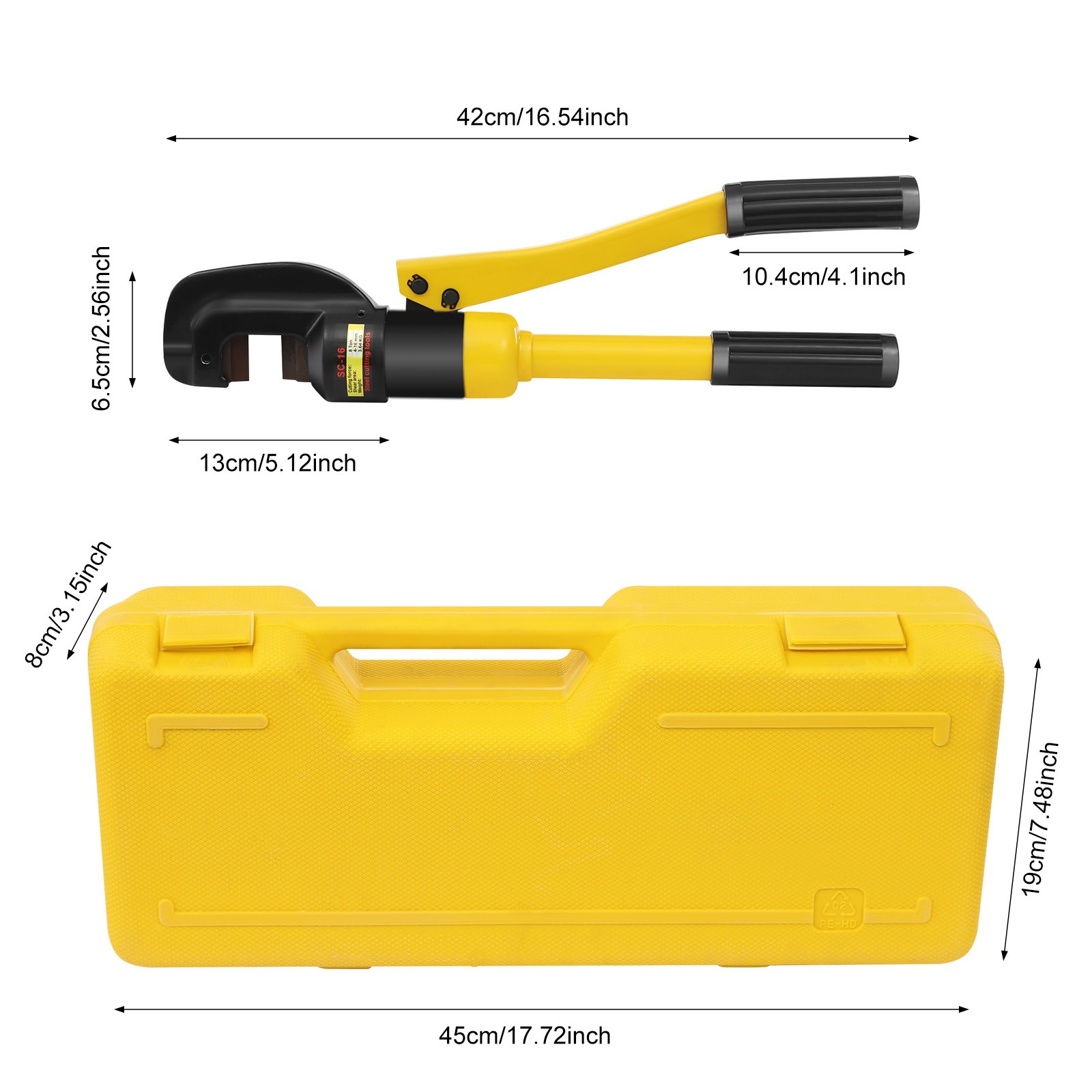8T Rebar Cutter Portable Electric Hydraulic 4mm-16mm Cutter W/ 1 Allen Wrench