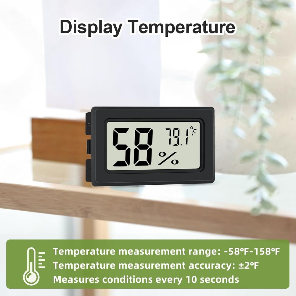 Humidity Meter Indoor Thermometer 6-Pack Mini Digital Black