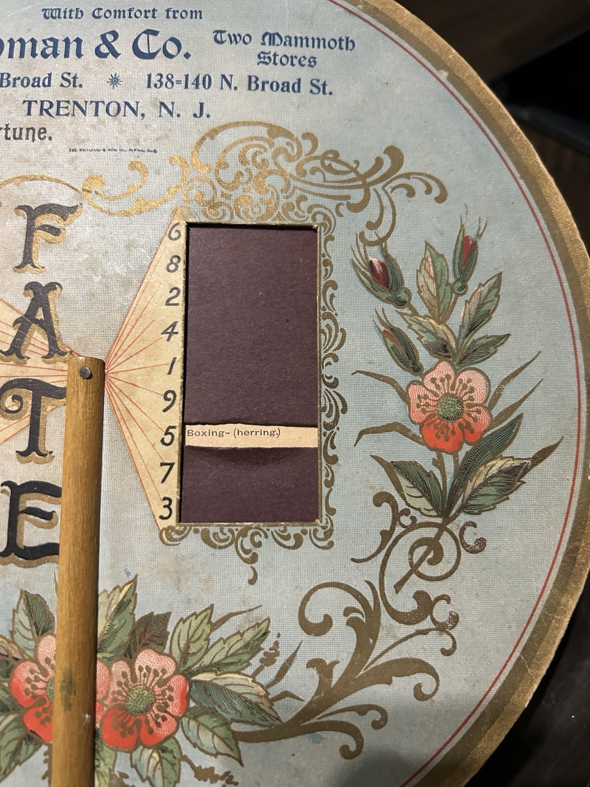 1898 Fate Fortune Teller Advertising Mechanical Hand Fan