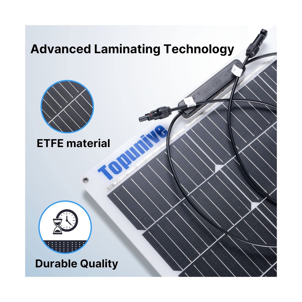 2PCS 100W 12V Flexible Solar Panel 9BB Monocrystalline Cell 12 Volt Semi-Flex...
