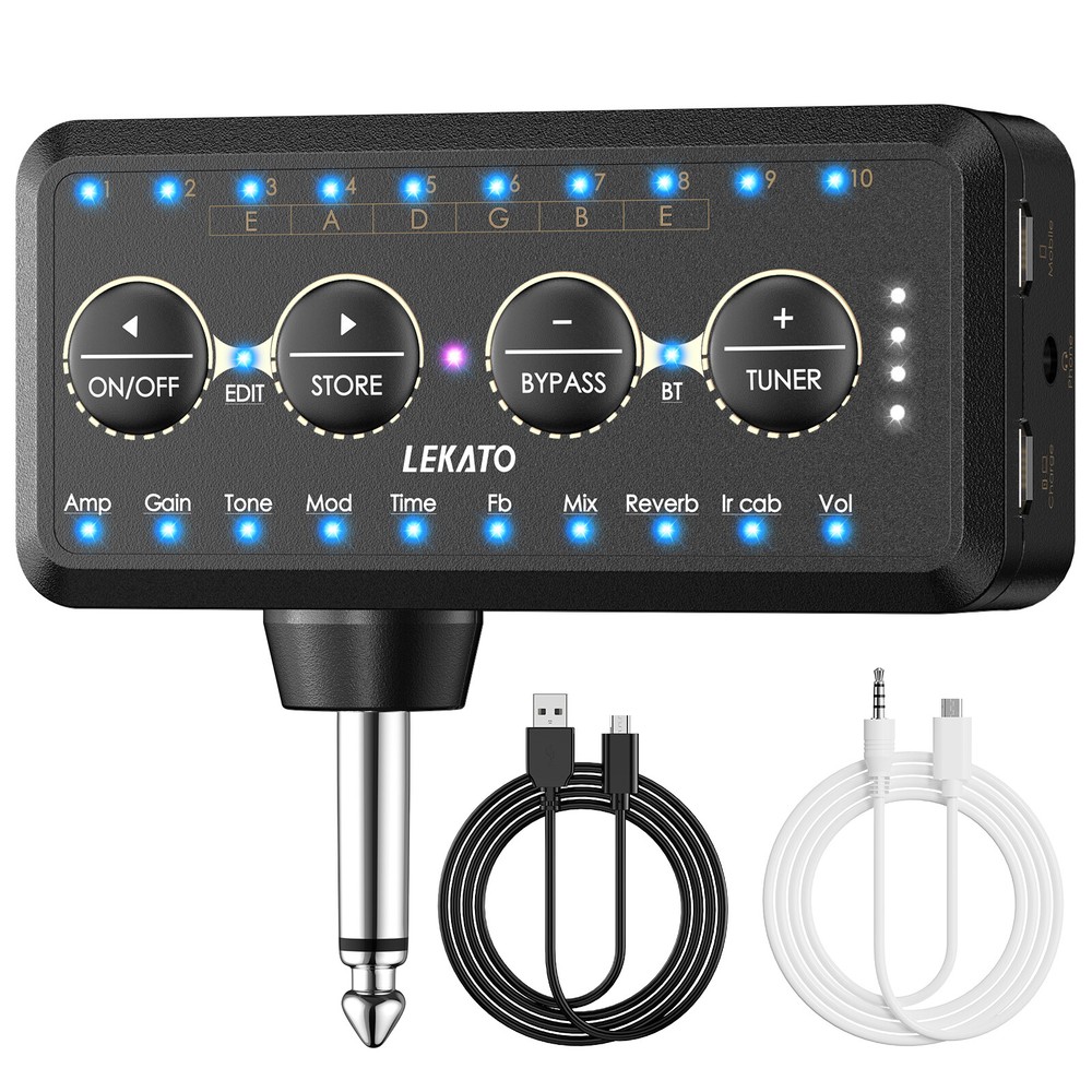 LEKATO Guitar Headphone Amp Rechargeable Multi Effects Mini Practice Amplifier