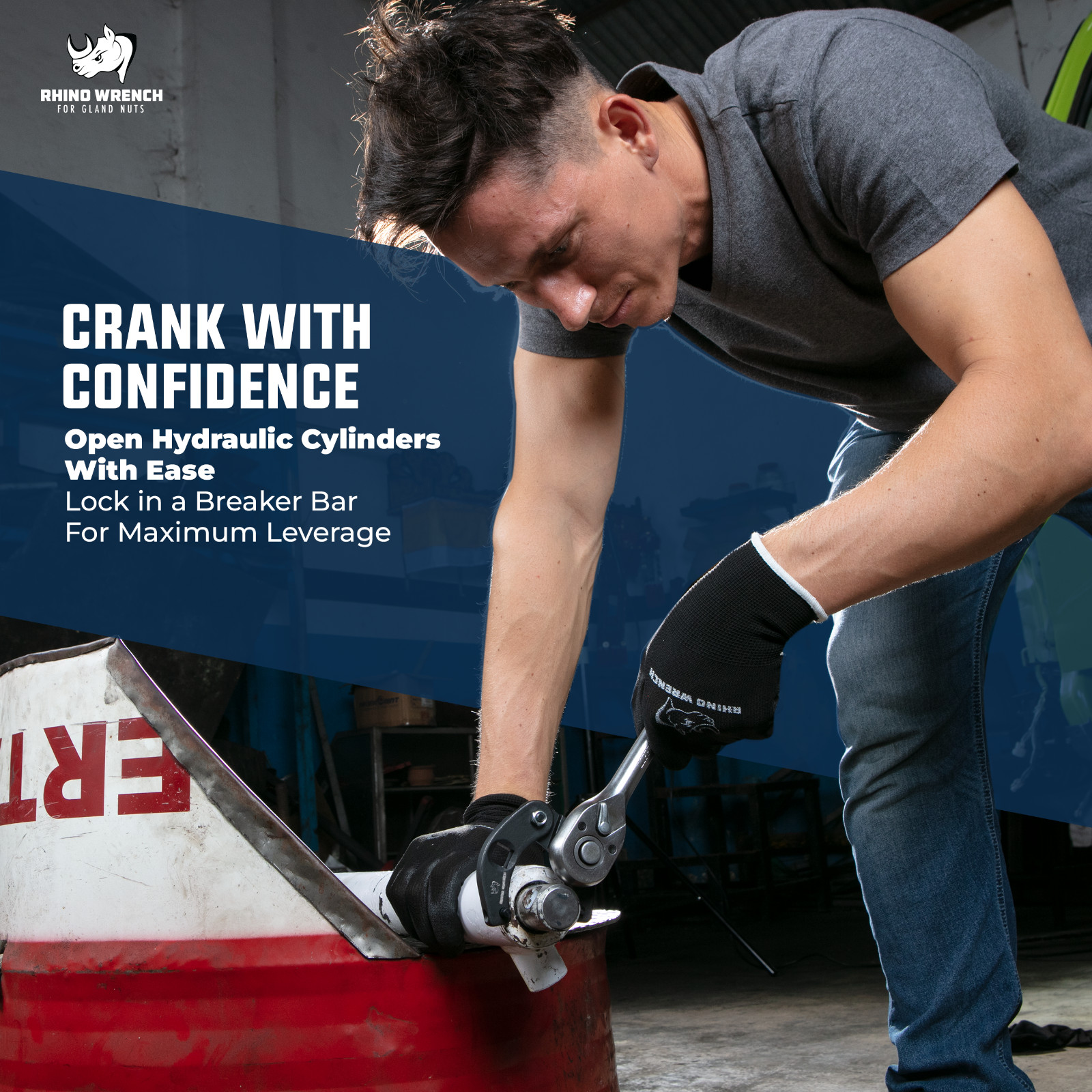 Rhino Gland Nut Wrench - Set of 2 Hydraulic Cylinder Spanner Wrench Adjustable