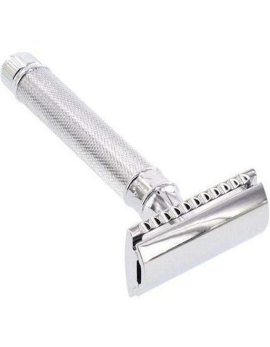 Edwin Jagger DE Safety Razor, 'Extra Grip' Handle, Knurled Chrome