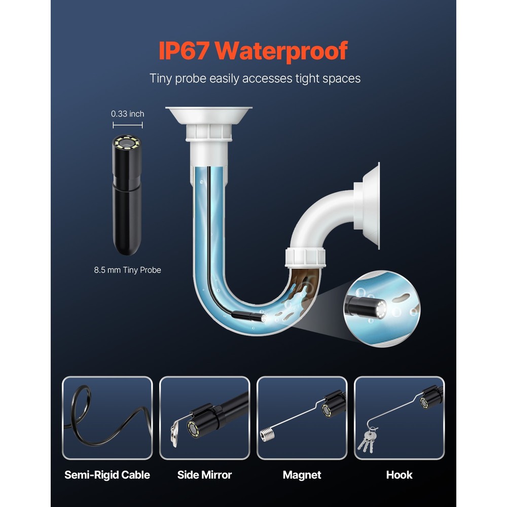 Endoscope Camera 1920P HD Borescope for Android & IOS with 49.2FT Cable