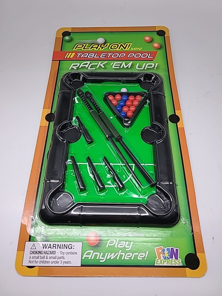 PLAY ON! Mini Portable Pool Table Set Mini Tabletop Billiards Indoor Board Games