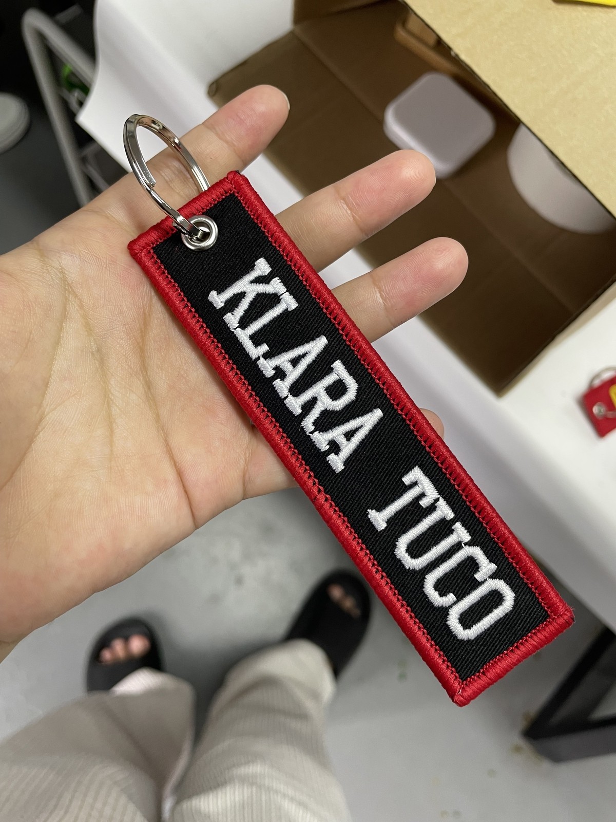 Customized key Chain Tag Motorcycle Outboard Double Sided Embroidered Keychain