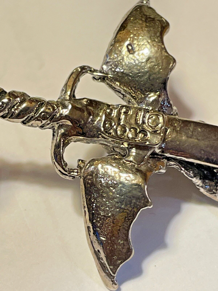 Pendant - Flying Dragon on Dagger with red stone