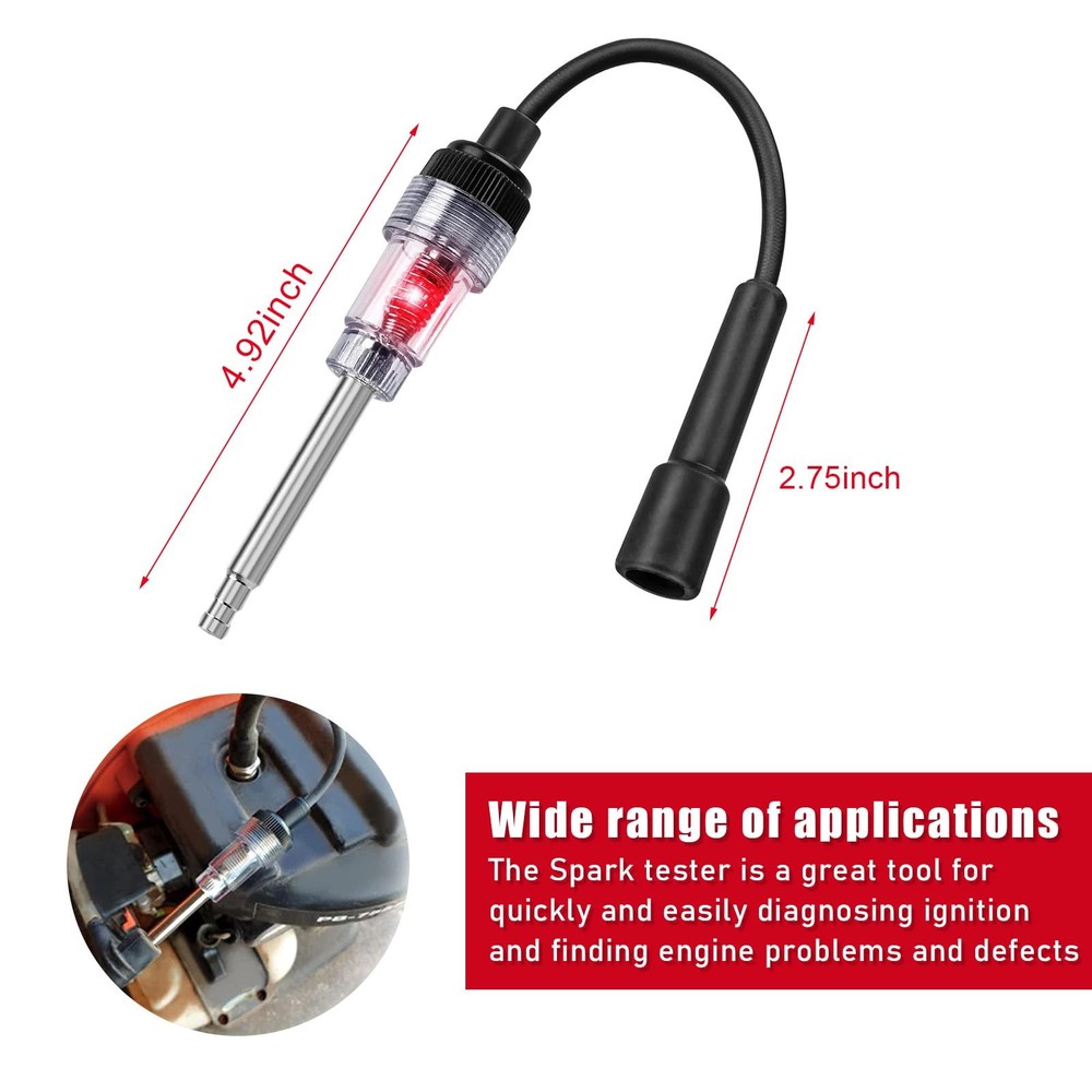 Kewucn 2 Pcs Inline Spark Plug Tester, Engine Ignition 2 PCS, black