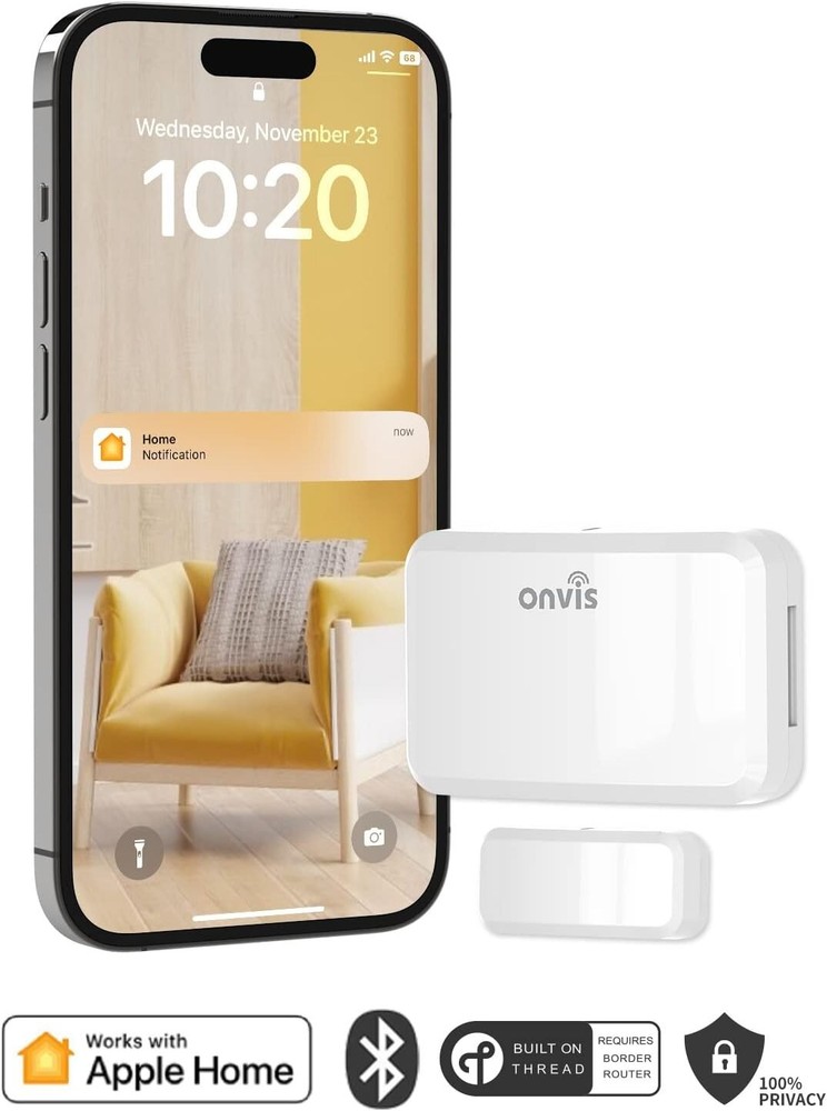 Onvis Thread-Enabled Door/Window Wireless Alarm Smart Sensor Apple Home 2 Pack