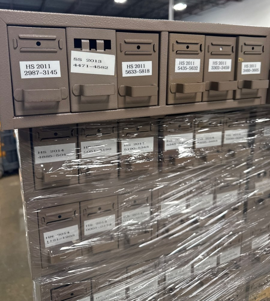 VINTAGE Six Tray-Drawer Microscope Slide Storage Stackable Metal Cabinet 19x16x5