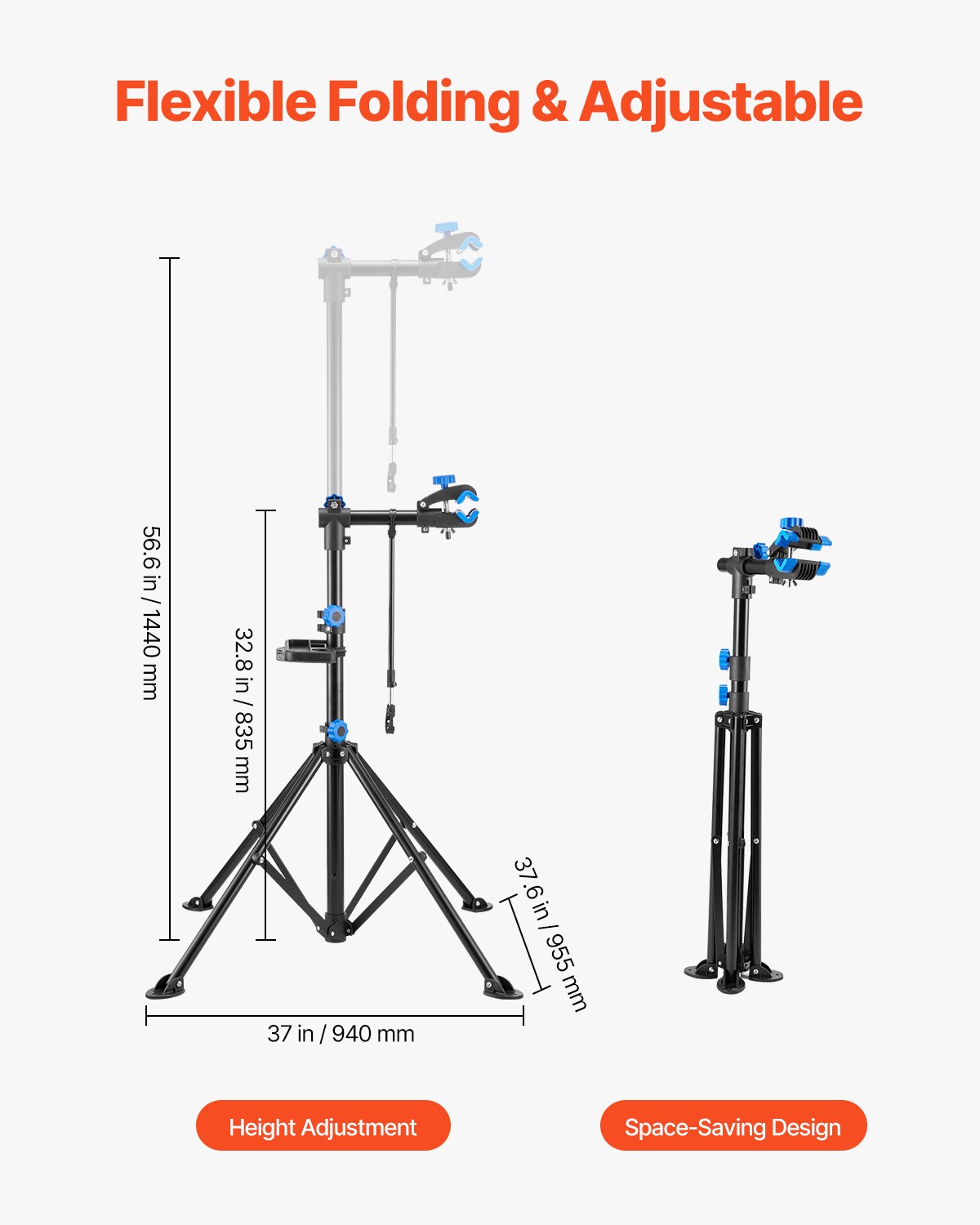 VEVOR Bike Repair Stand 66 lb Adjustable Bicycle Maintenance Rack with Tool Tray