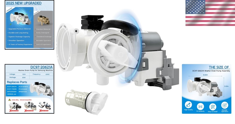 OEM Compatible Washer Drain Pump for Multiple Samsung Models - Easy Replacement