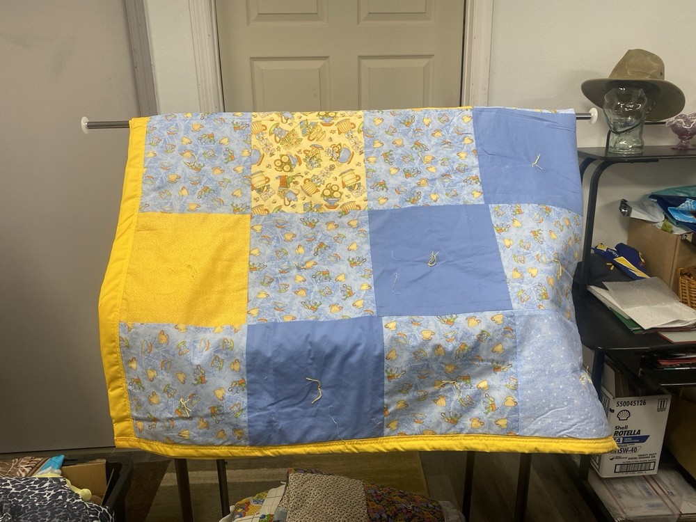 Handcrafted Quilt Square Patchwork Cottage Cabin Spring Yellow