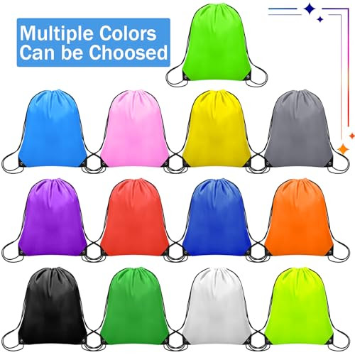 Pcs Drawstring Bags Bulk, Drawstring Backpack Polyester String Bag 4 Black