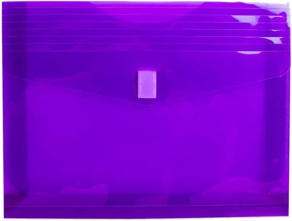 6-Pack Translucent Expansion Envelopes - Hook & Loop Closure for Secure Storage