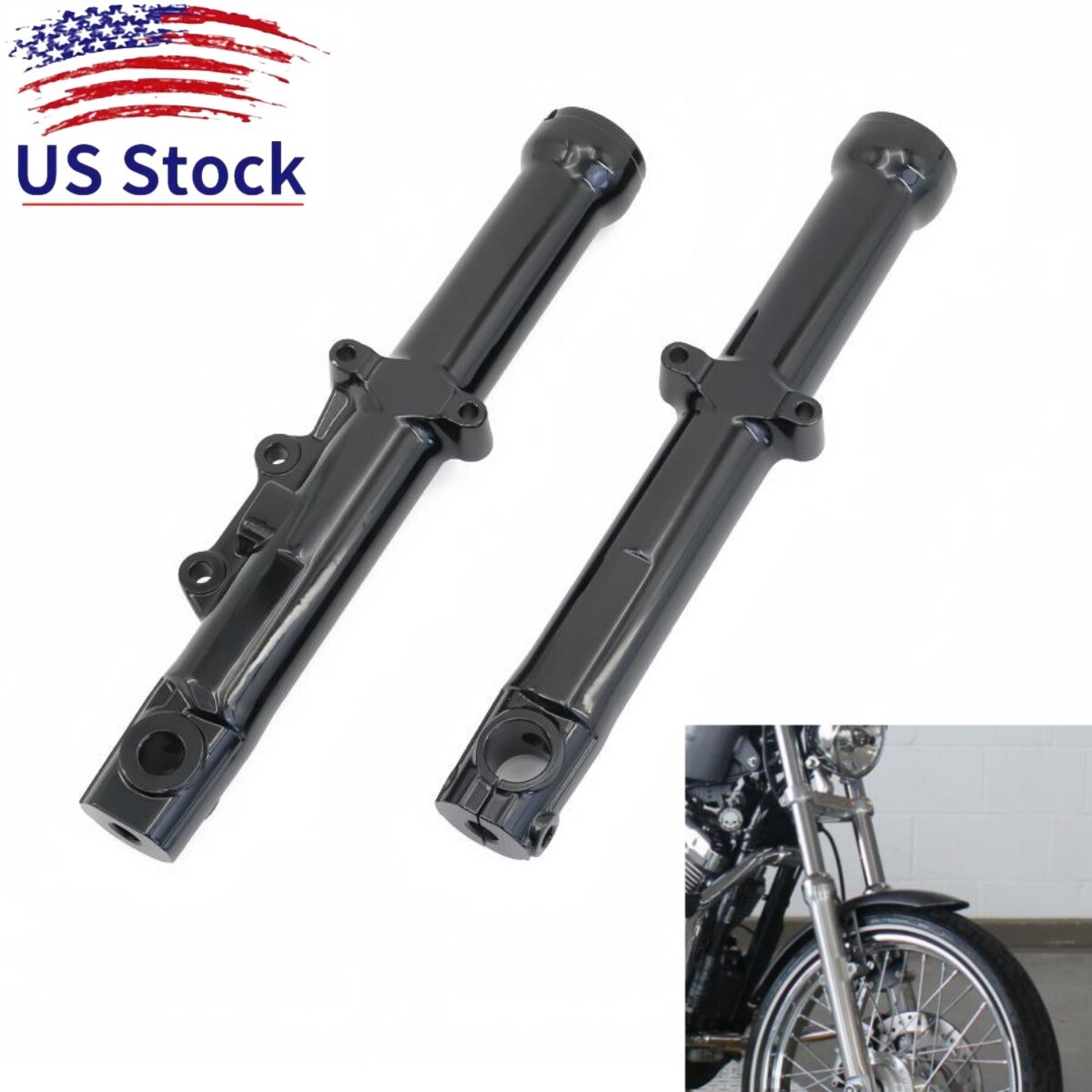 1 Pair Lower Fork Sliders Black For Harley Sportster XL1200T XL883L 2014-2020