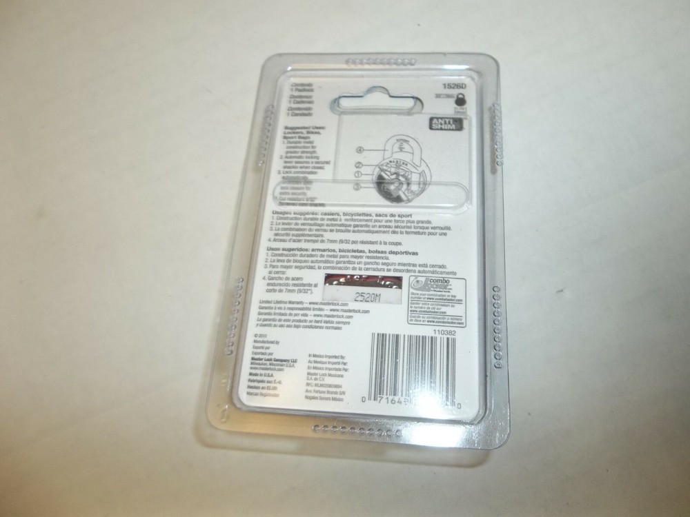 NIP Master Lock Purple Combination Padlock 1526D