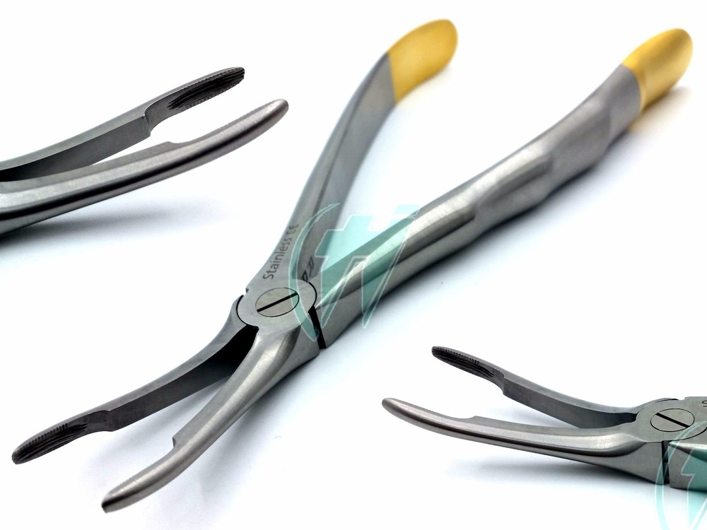 German Stainless Root Tip Dental Extracting Extraction Forceps Curved #44