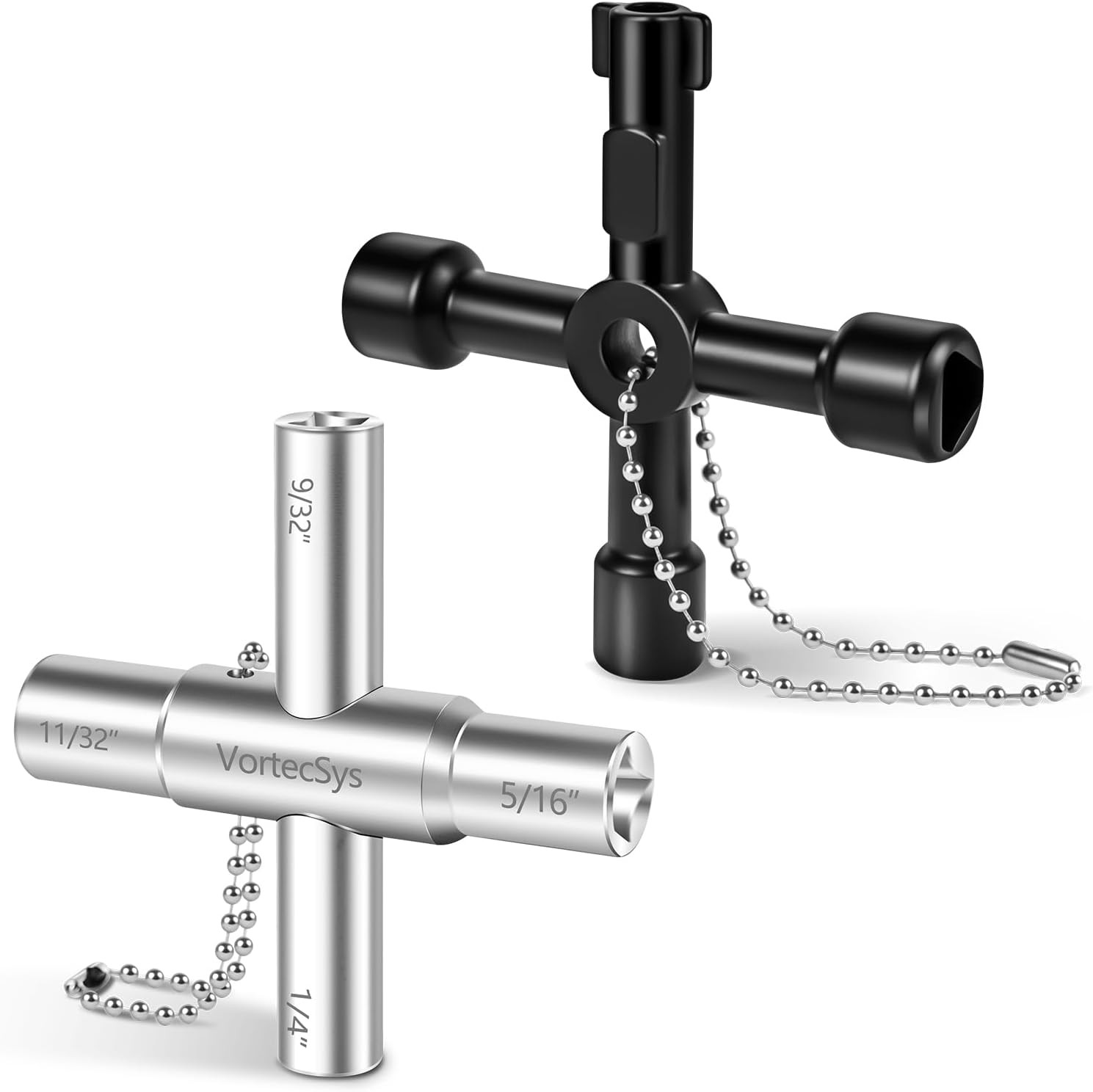 Multi-Functional 4 Way Sillcock Key Set, 2-Pack Utility Water Key for Valves