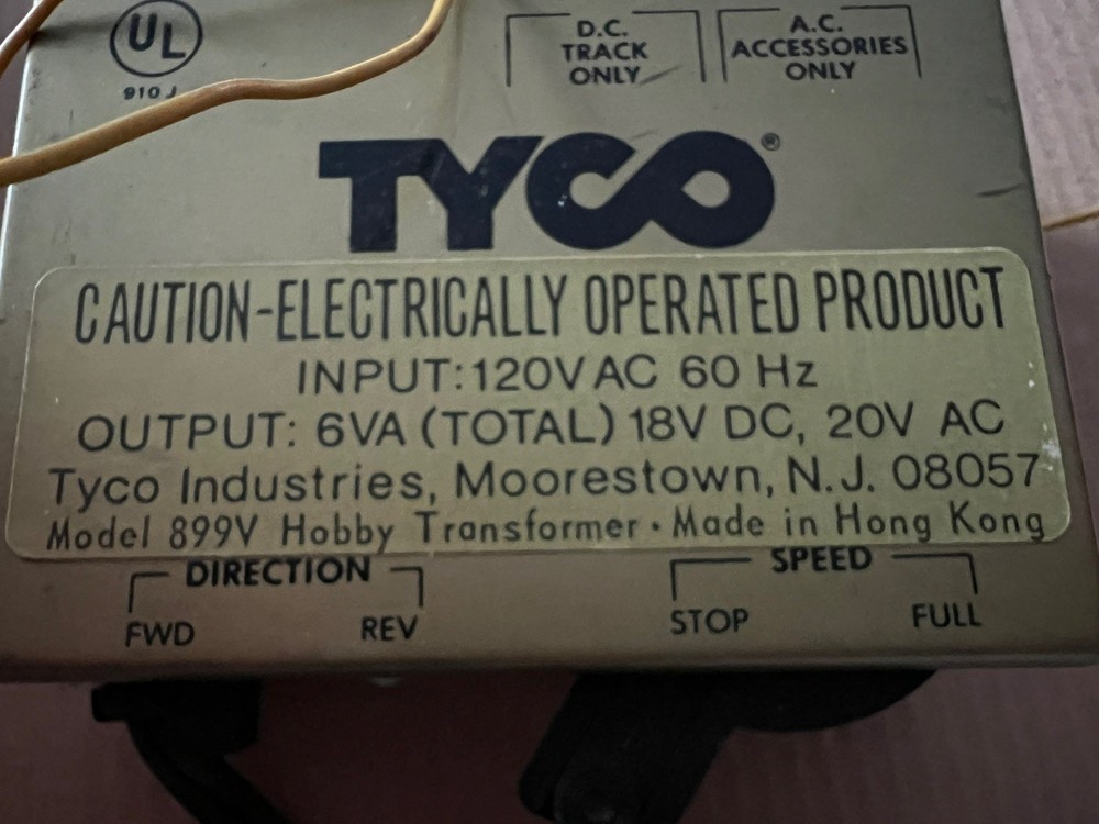 TYCO Trains HO Scale Model Train Transformer Controller #899V Vintage - Untested