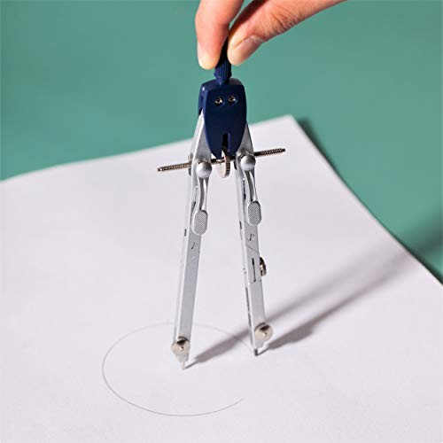 Professional Metal Compass with Wheel and Lock for Geometry, Drafting, Math,