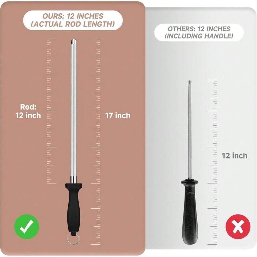 Klaus Meyer 12 inch High Carbon Diamond Sharpening Steel Kitchen Sharpener