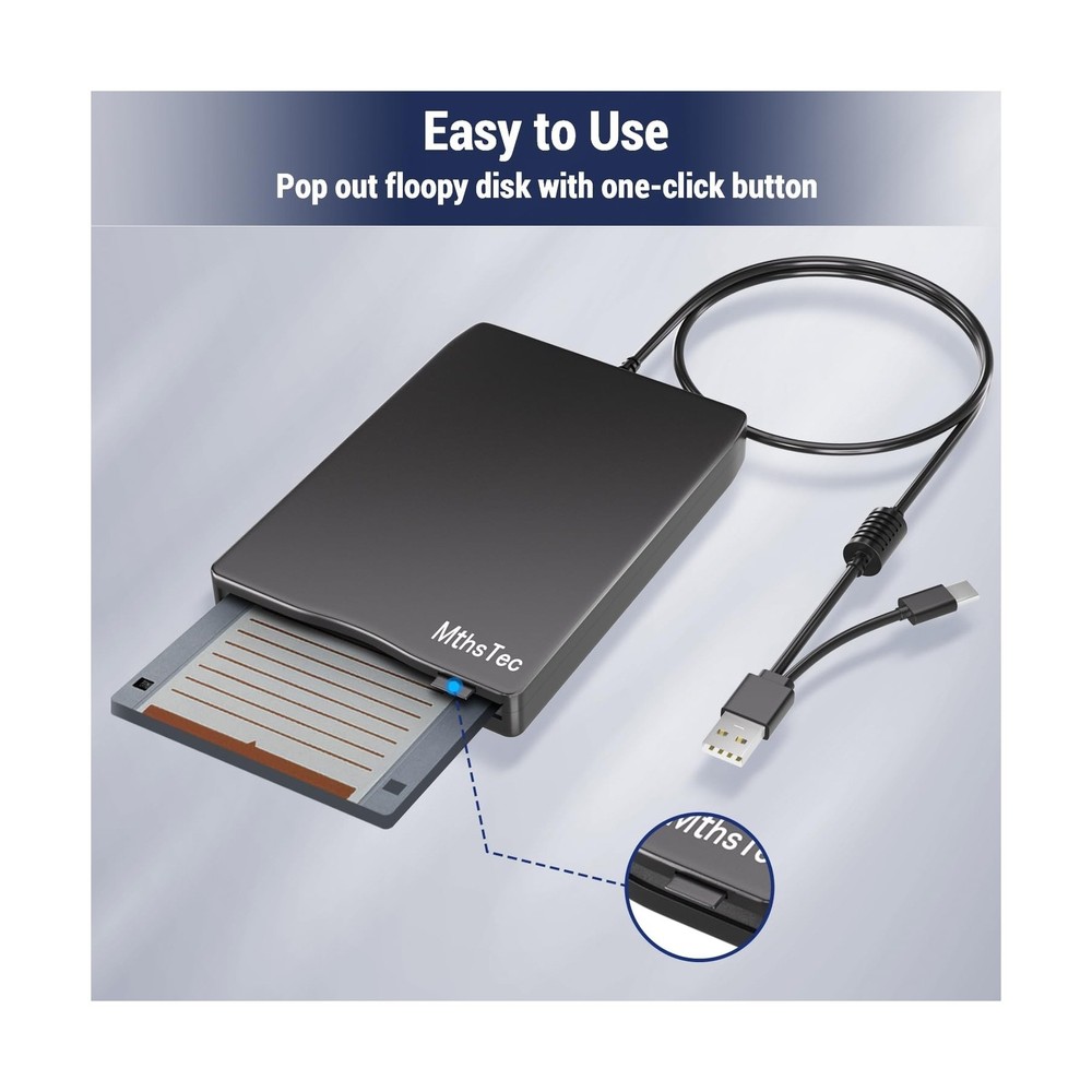 USB Floppy Drive, External 3.5" USB & Type-C External Floppy Disk Drive Porta...