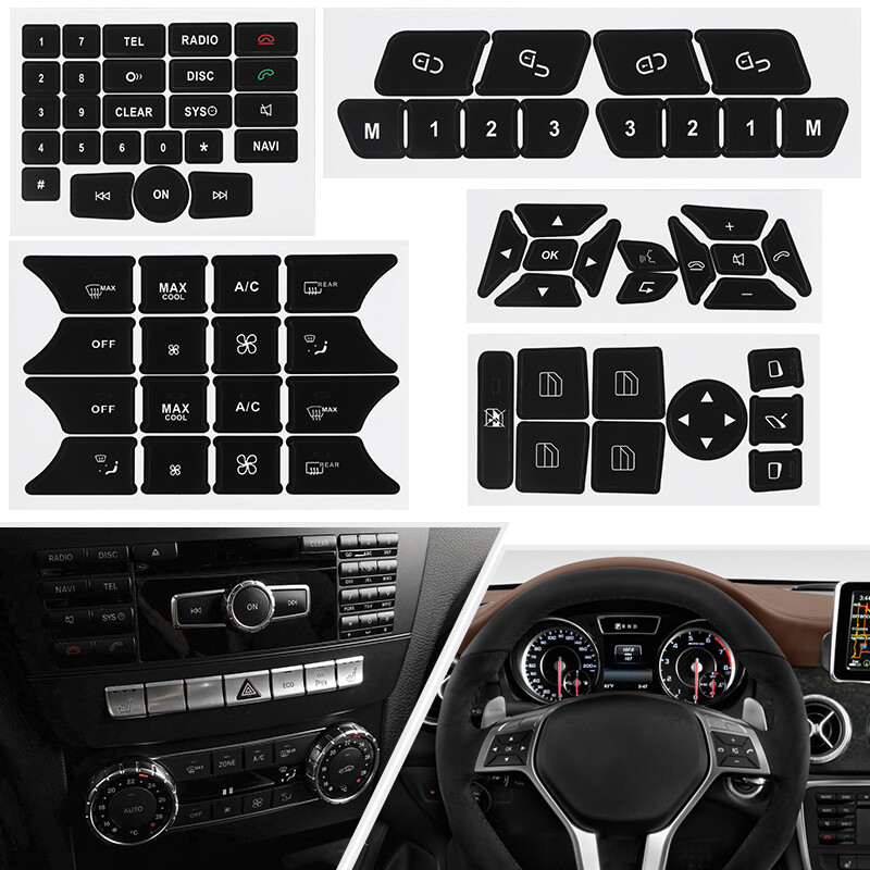 Button Repair Kit Window Switch Sticker For Mercedes Benz A B ML350 E350 2010-14