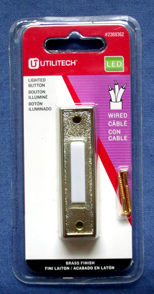 NEW UTILITECH Wired 3" LED Lighted Push Button Doorbell with Brass Finish