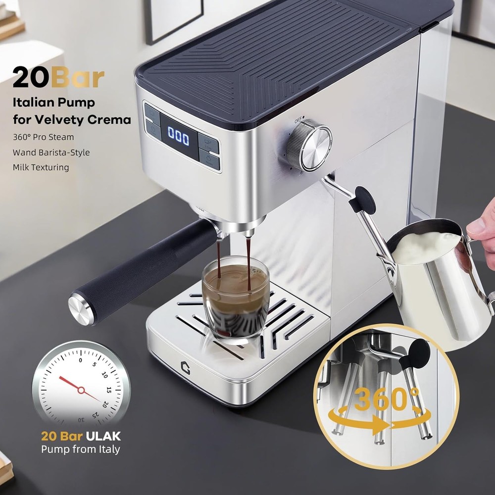Espresso Machine 20 Bar, Semi-Automatic Professional Coffee Machine for Cappucci