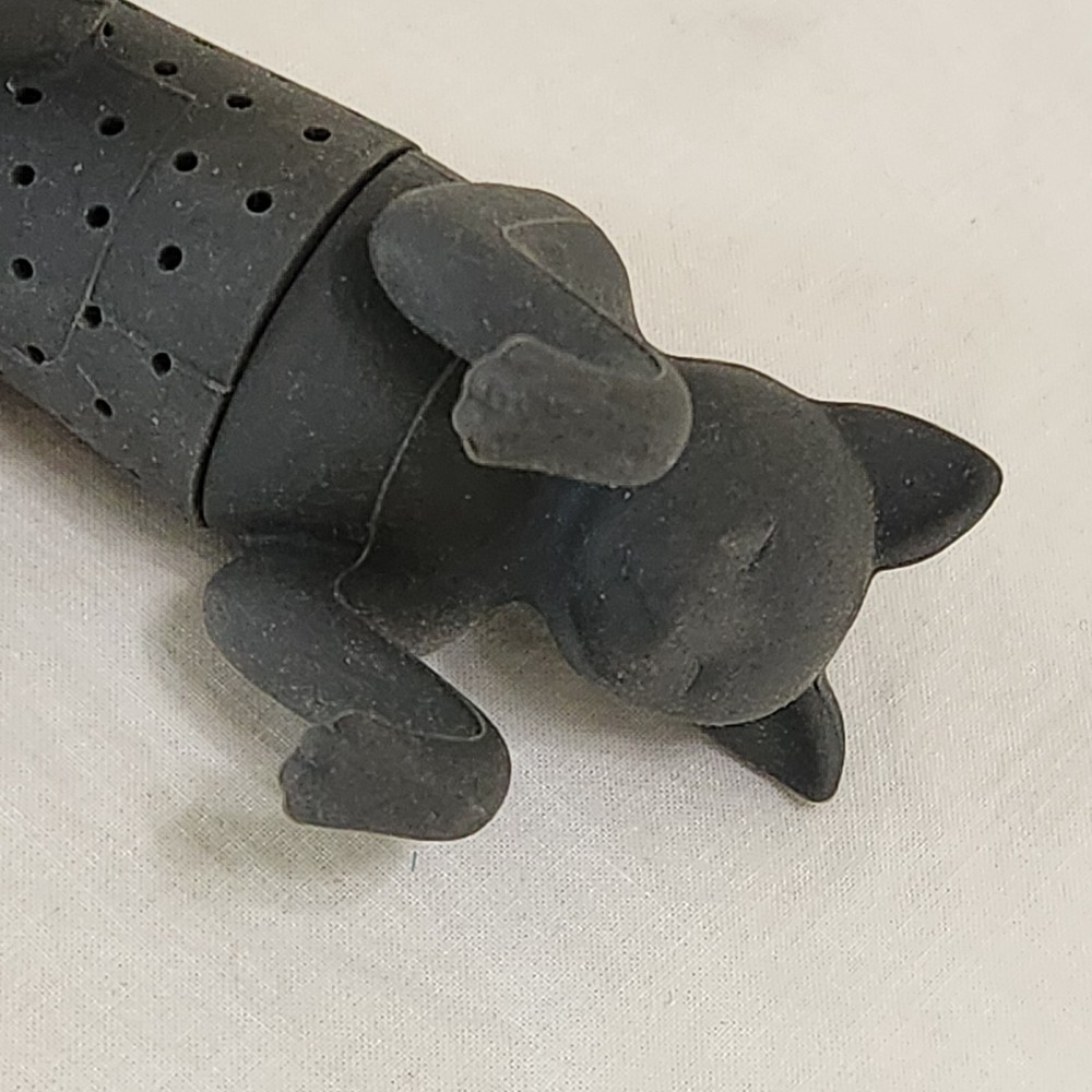Tea Infuser Gray Cat Reusable Silicone Strainer Filter Leaf Spice 4" -K