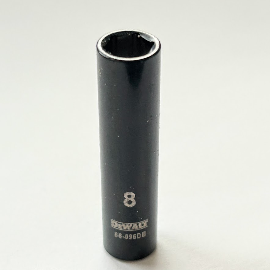DeWalt 8 mm x 1/4" Dr Deep  Socket 6 Pt # 86-096DB  Black Chrome Free Shipping