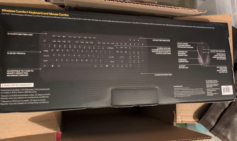 NXT TECHNOLOGIES Wireless Desktop Keyboard & Mouse Combo USB Interface 2.4 GHz