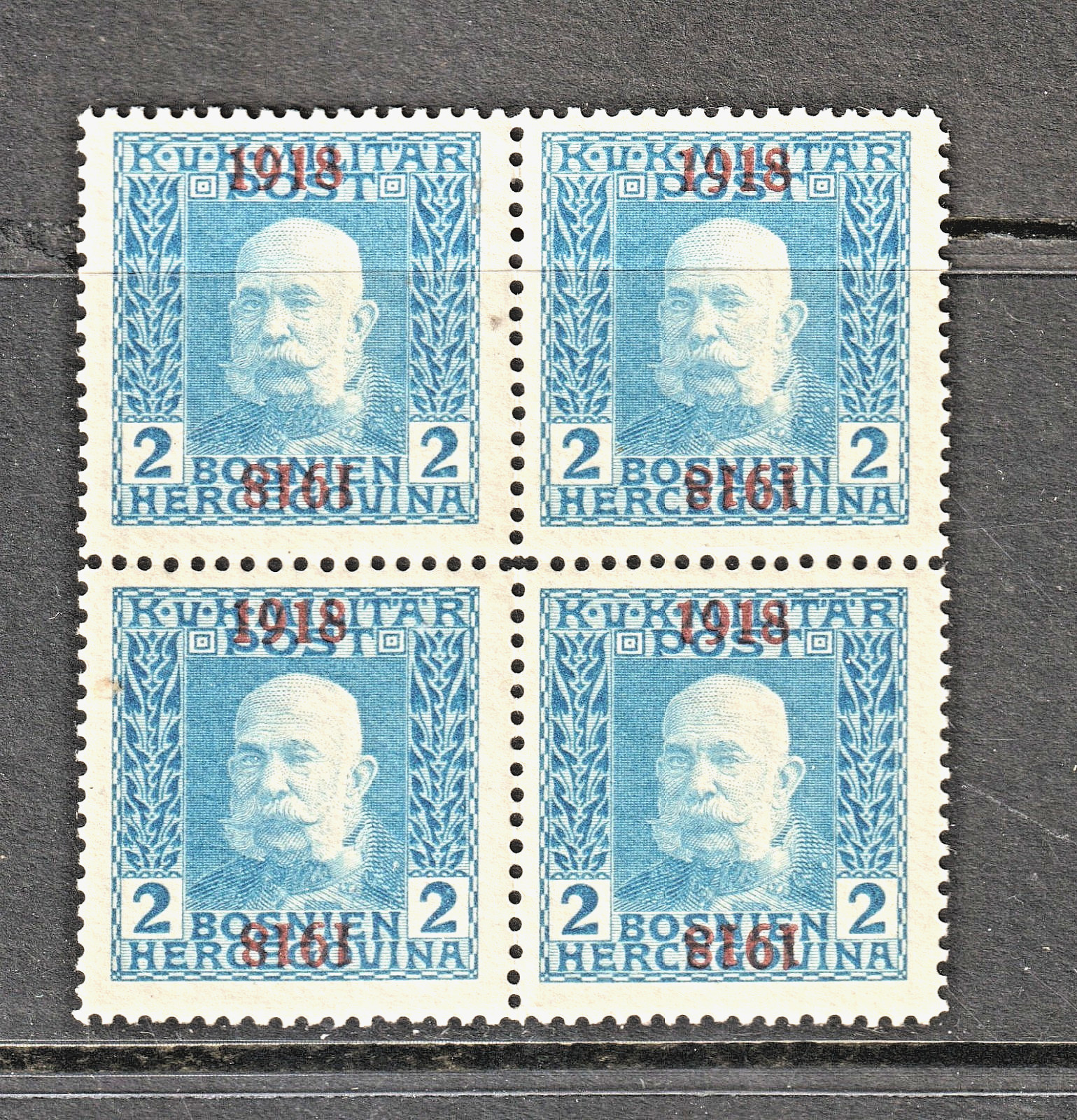 Bosnia and Herzegovina ERROR , BOSNIEN - KOPFSTEHEDNER DOPPELTE AUFDRUCK  X 4 NH