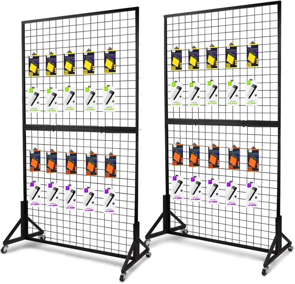 Display Grid Rack 2 Pack 3' x 6 ft Metal Panel Stand Retail Art Craft Gridwall