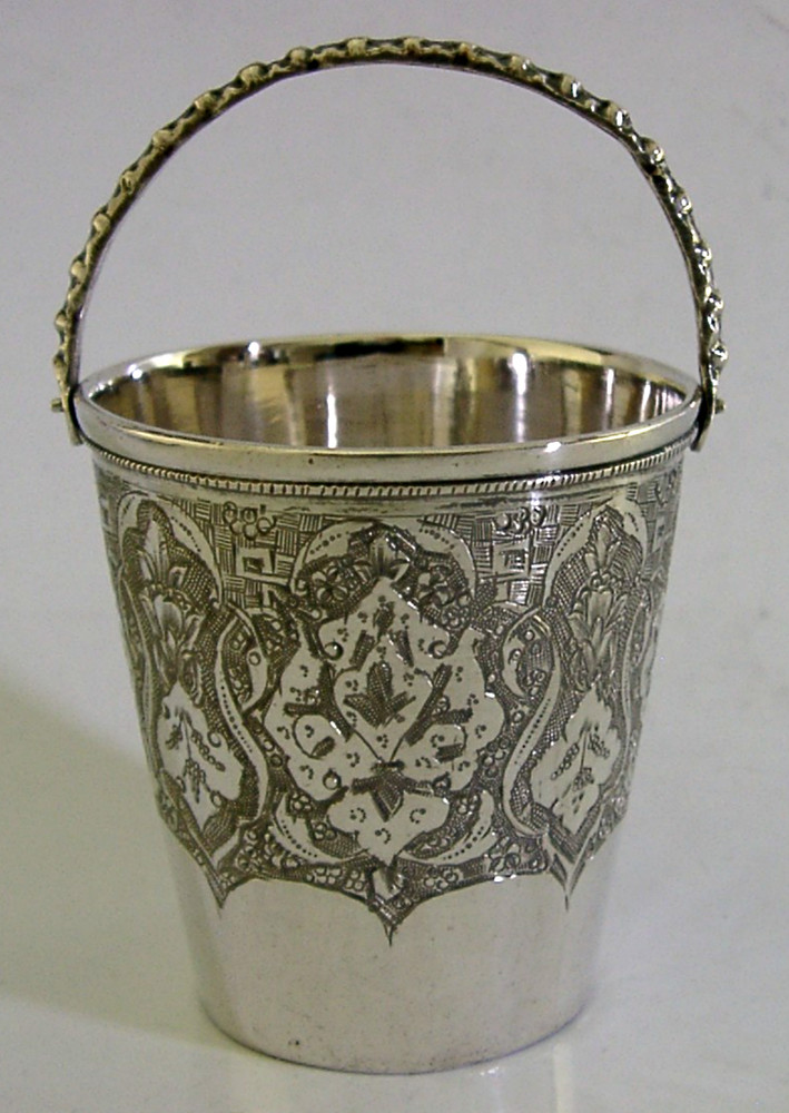 PERSIAN 84 SOLID SILVER BUCKET CUP BEAKER c1940 MIDDLE EASTERN ANTIQUE 56g